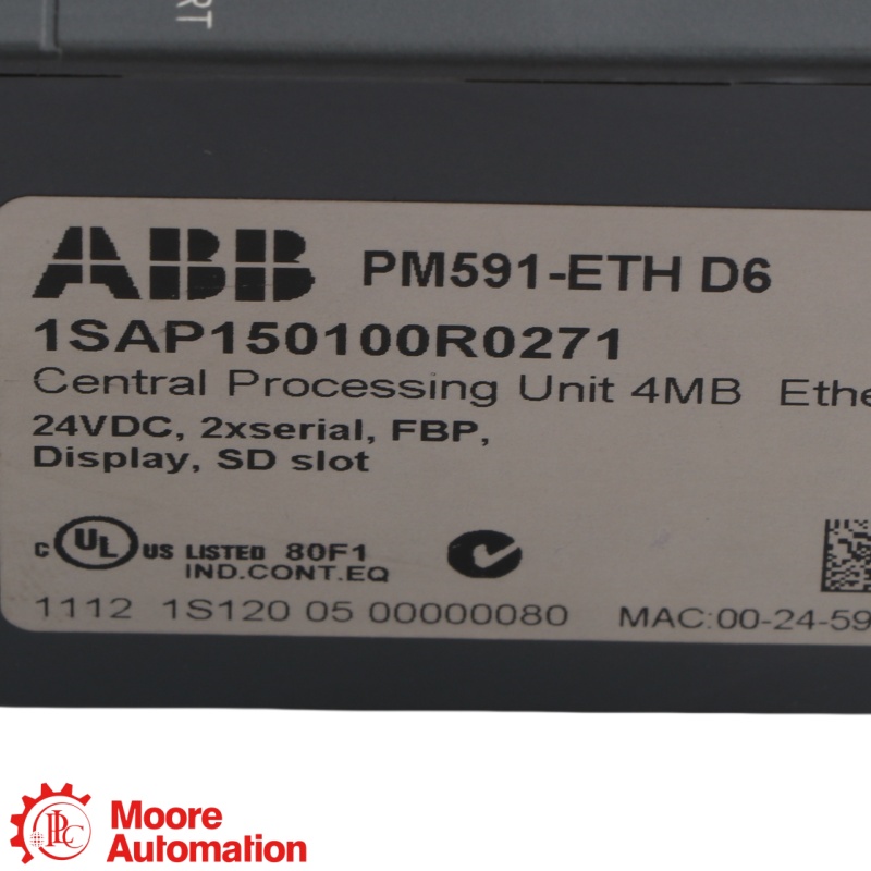 ซีพียู PLC ABB PM591-ETH AC500 พร้อมอีเธอร์เน็ต