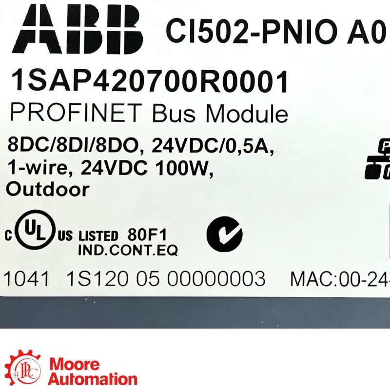 โมดูลอินพุต/เอาต์พุตดิจิทัล ABB CI502-PNIO AC500 PROFINET