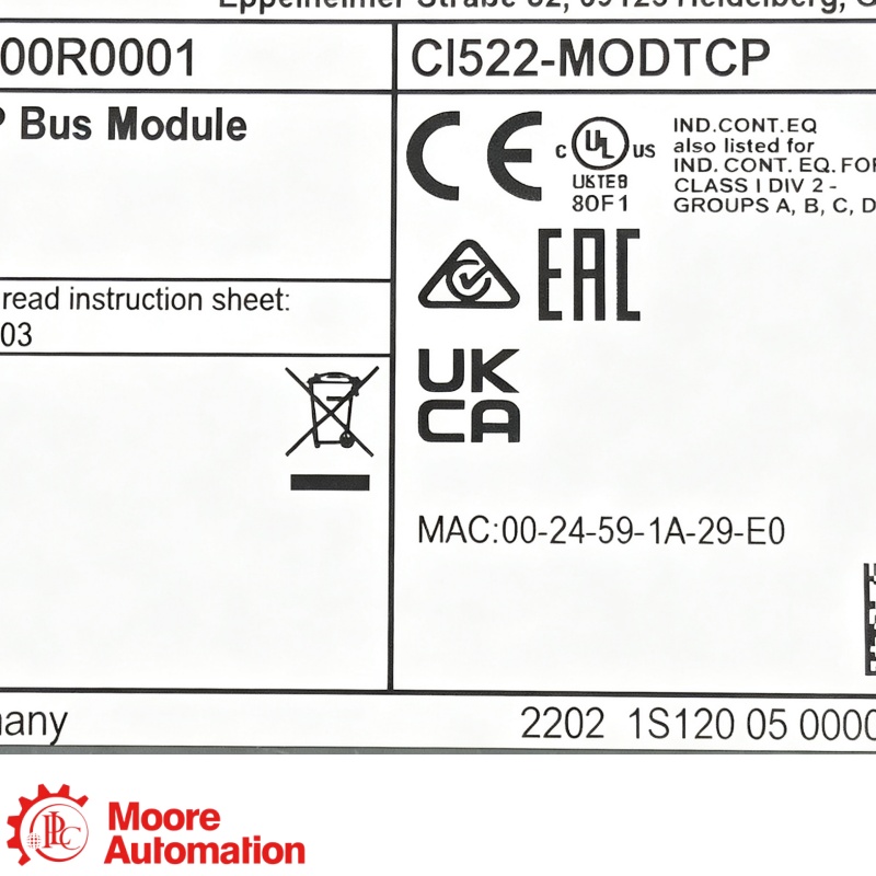 โมดูลอินพุต/เอาต์พุตดิจิทัล Modbus TCP ABB CI522-MODTCP AC500