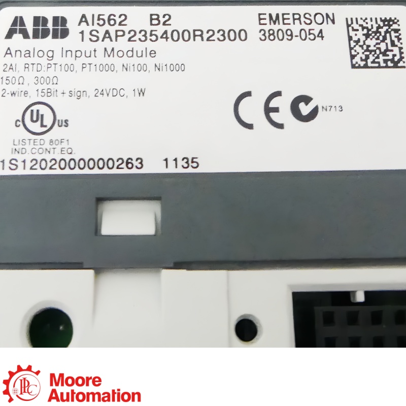 โมดูลอินพุตอะนาล็อก RTD 2 แชนเนล ABB AI562 1TNE968902R1102