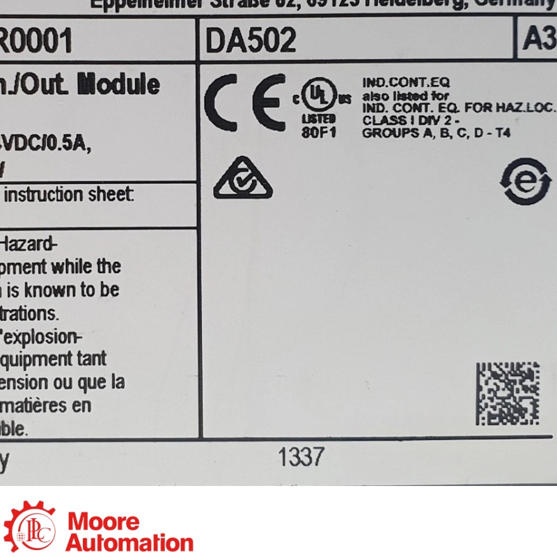 โมดูลอินพุต/เอาต์พุตดิจิทัลและอนาล็อก ABB DA502 1SAP250800R0001