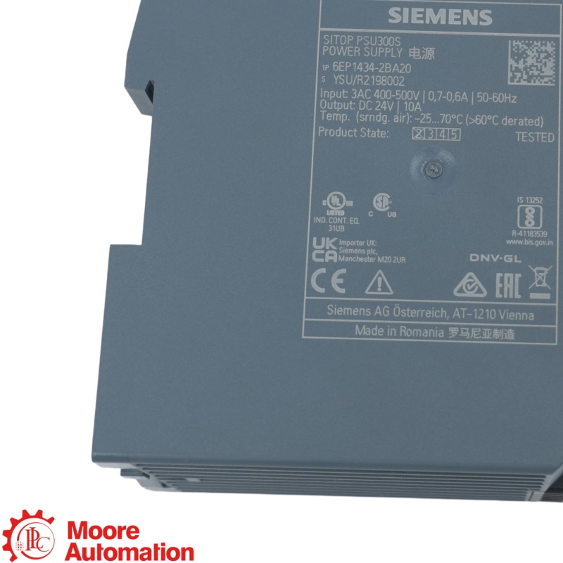แหล่งจ่ายไฟ Siemens 6EP1434-2BA20 SITOP PSU300S 24 V DC 10 A