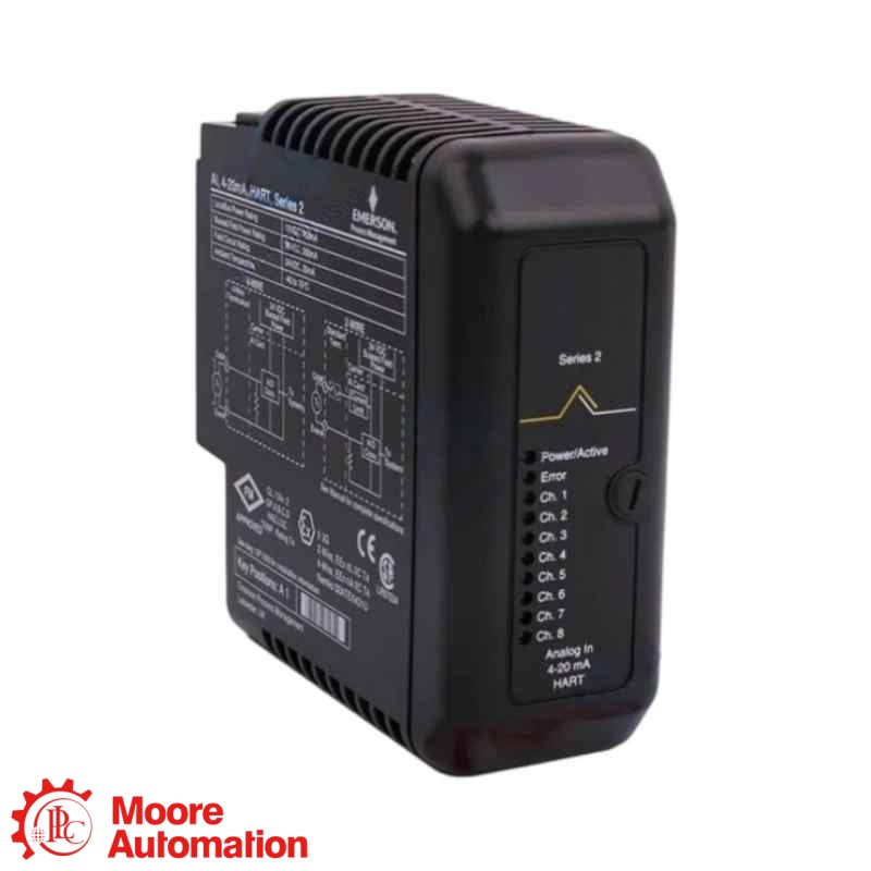 การ์ดเอาต์พุตอะนาล็อก HART 8 แชนเนล รุ่น Emerson VE4005S2B2 DeltaV พร้อมบล็อกฟิวส์สำหรับต่อปลายสาย I/O