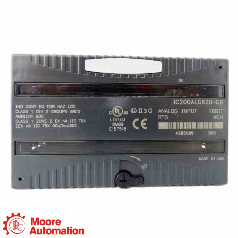 โมดูลอินพุตอะนาล็อก 4 แชนเนล 16 บิต RTD GE Fanuc IC200ALG620-CB VersaMax