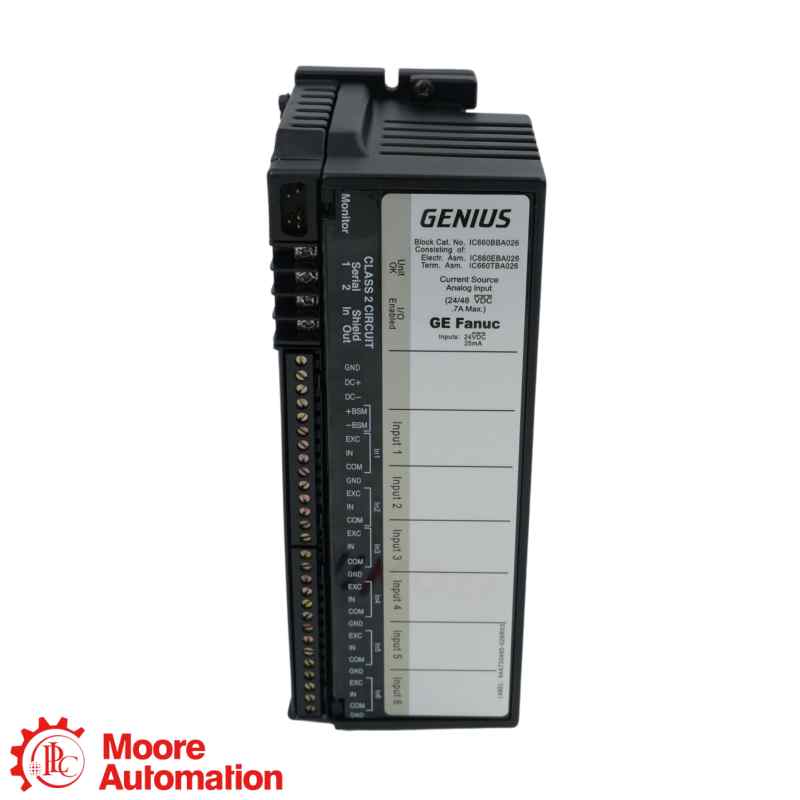 GE Fanuc IC660BBA026 Genius I/O บล็อกอนาล็อกแหล่งจ่ายกระแสไฟ 6 อินพุต